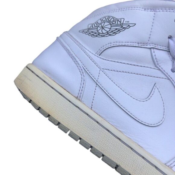 2016 Nike Air Jordan 1 Mid White Wolf Grey Size 13 - Picture 2 of 14